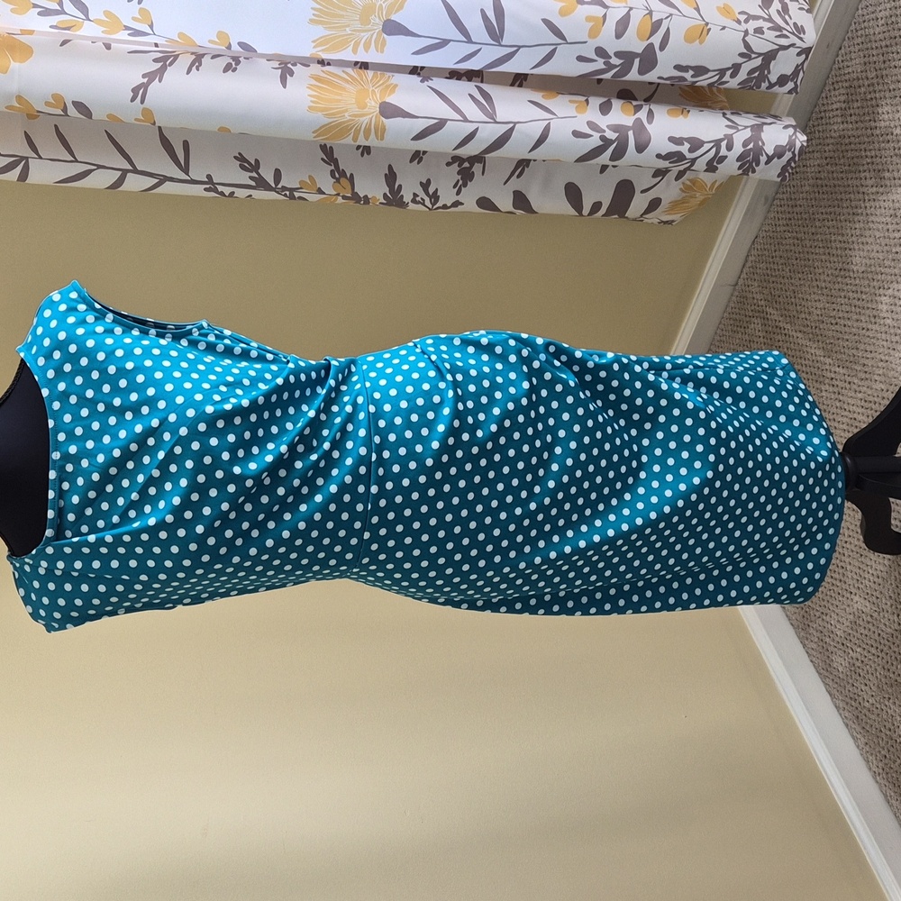 Miusol Teal and White Polka Dot Dress